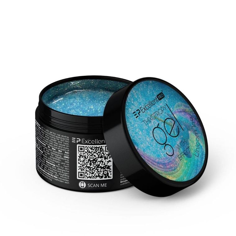Excellent PRO, Thixotropy Gel With Effect, żel budujący, Unicorn Ice, 15g