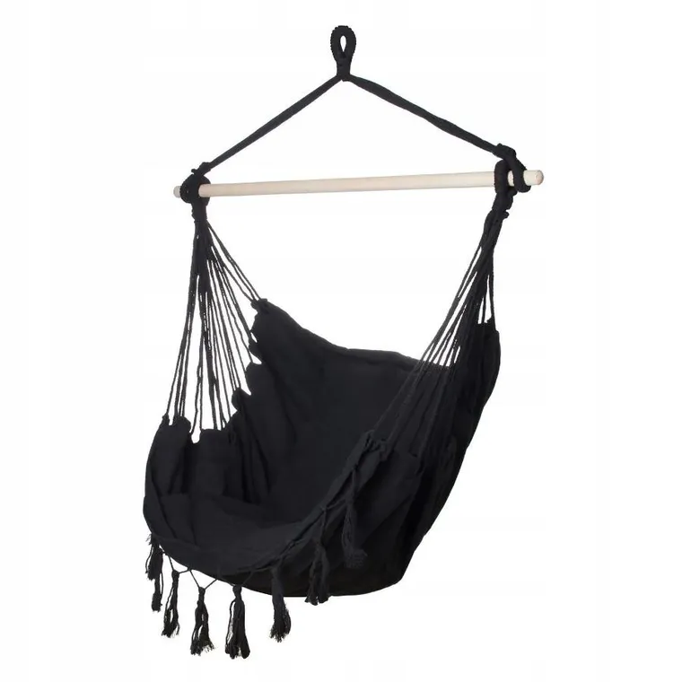 Extralink, Black Forest, hamak, fotel brazylijski, czarny, 100-130 cm