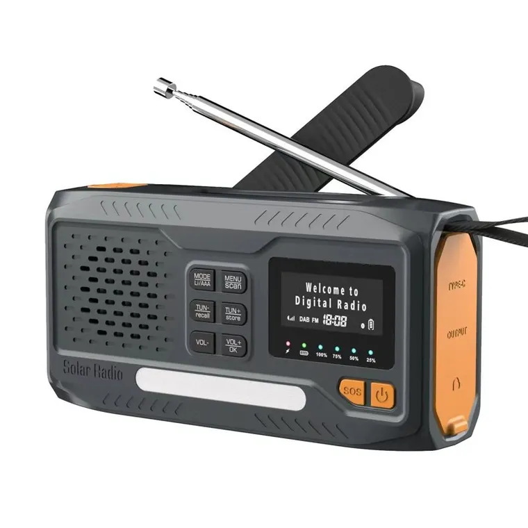 Extralink, BT-4000, radio awaryjne, Bluetooth solarne z korbką dynamo i latarką SOS, powerbank, 4000mAh