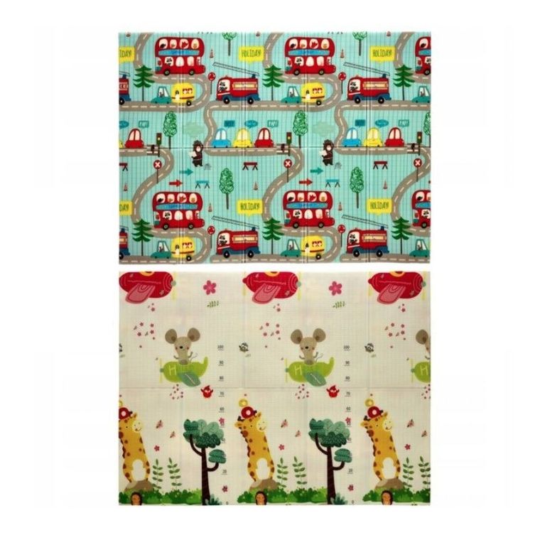 Extralink, dwustronna mata edukacyjna z torbą, stymulująca, samochody i samoloty, 150-200-1 cm