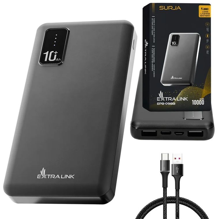 Extralink, EPB-098B 10000mAh, powerbank, USB-C