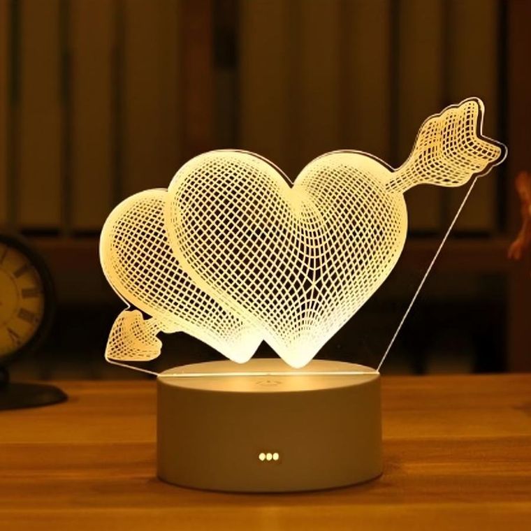 Extralink, Home, lampka nocna 3D, iluzja optyczna do sypialni, przebite serca