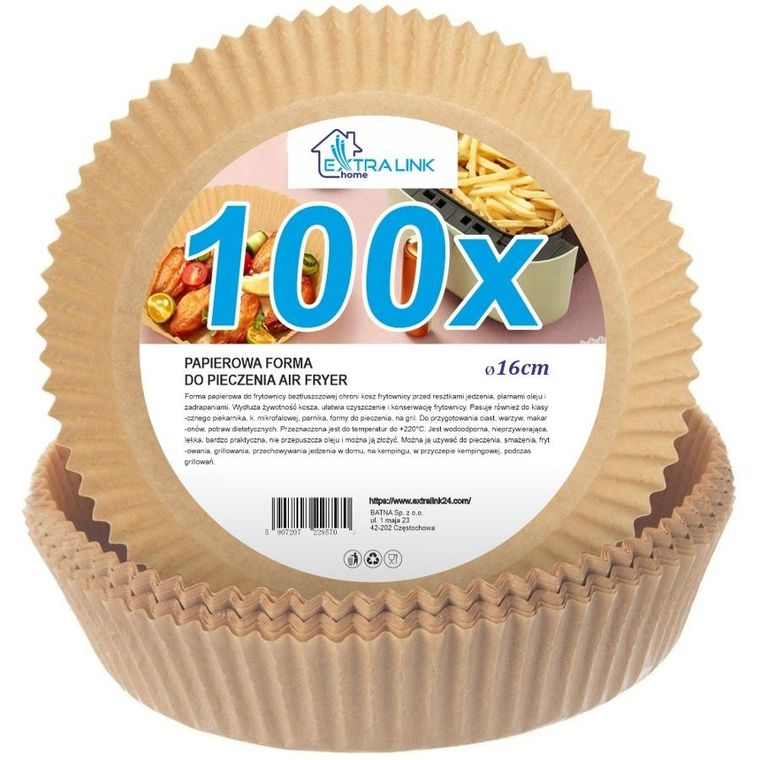 Extralink, Home, papierowe wkłady do frytkownicy, okrągłe, 16 cm, 100 szt.