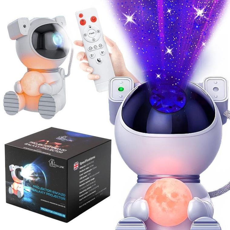 Extralink, Home, projektor gwiazd z księżycem i lampka nocna dla dzieci, astronauta