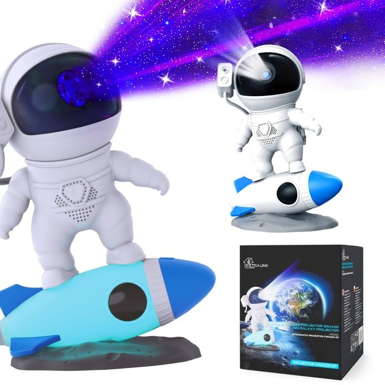 Extralink, Home, projektor gwiazd z rakietą i kliszami, lampka nocna dla dzieci, astronauta
