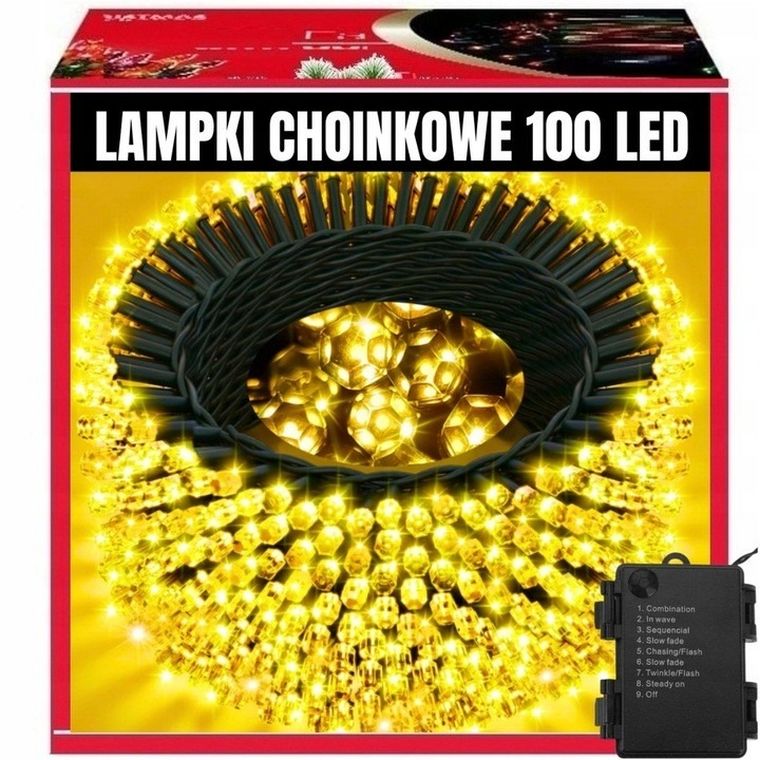 Extralink, lampki choinkowe, świąteczne, 10,5m, 100 LED, ciepłe, białe, na baterie