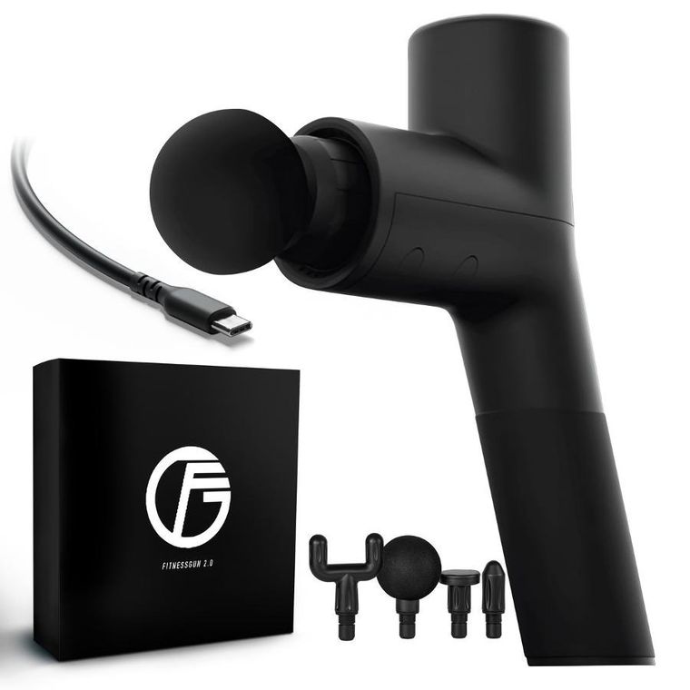 Extralink, Massage Gymgun Fit 2.0 Lite, pistolet do masażu, 4 głowice, 6 trybów