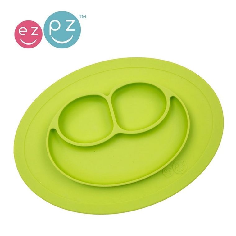 EZPZ, Mini Mat, silikonowy talerzyk z podkładką, 2w1, zielony