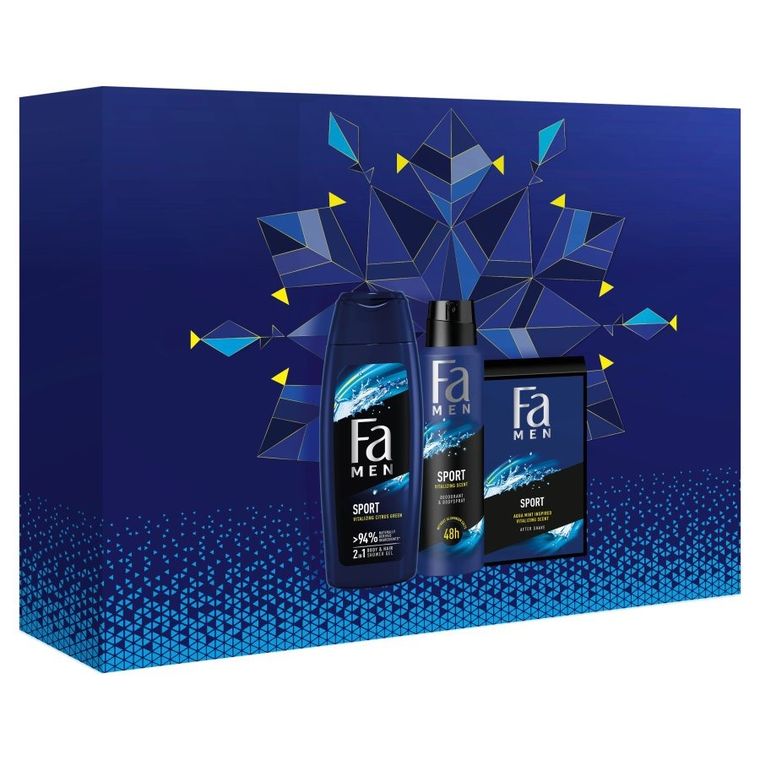 Fa, Men, Sport, zestaw prezentowy, żel pod prysznic, 250 ml, dezodorant, spray, 150 ml, woda po goleniu, 100 ml