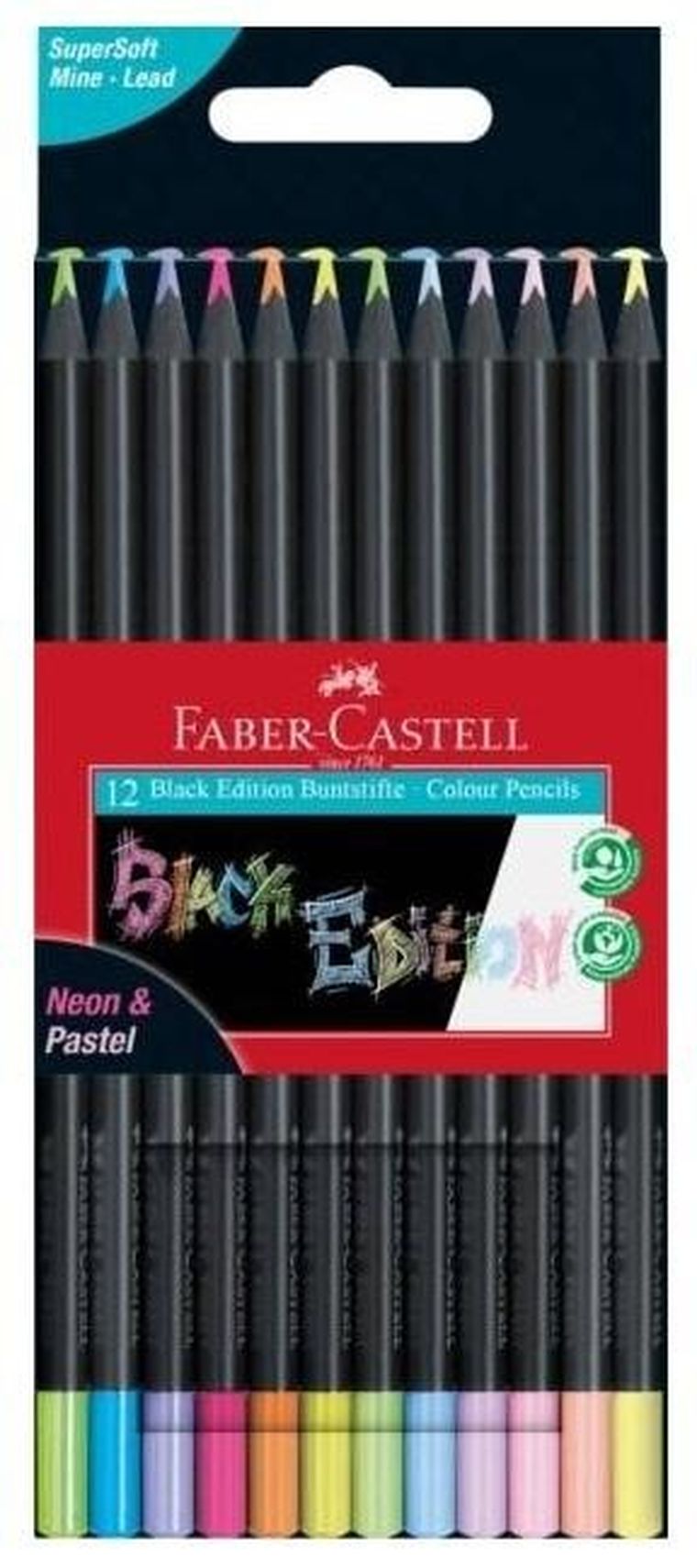 Faber Castell, Black Edition, kredki trójkątne, 12 kolorów