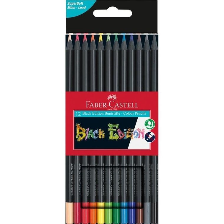 Faber-Castell, Black Edition, kredki trójkątne, 12 kolorów