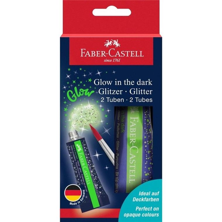 Faber-Castell, brokat świecący w ciemności, 12 ml, 2 szt.