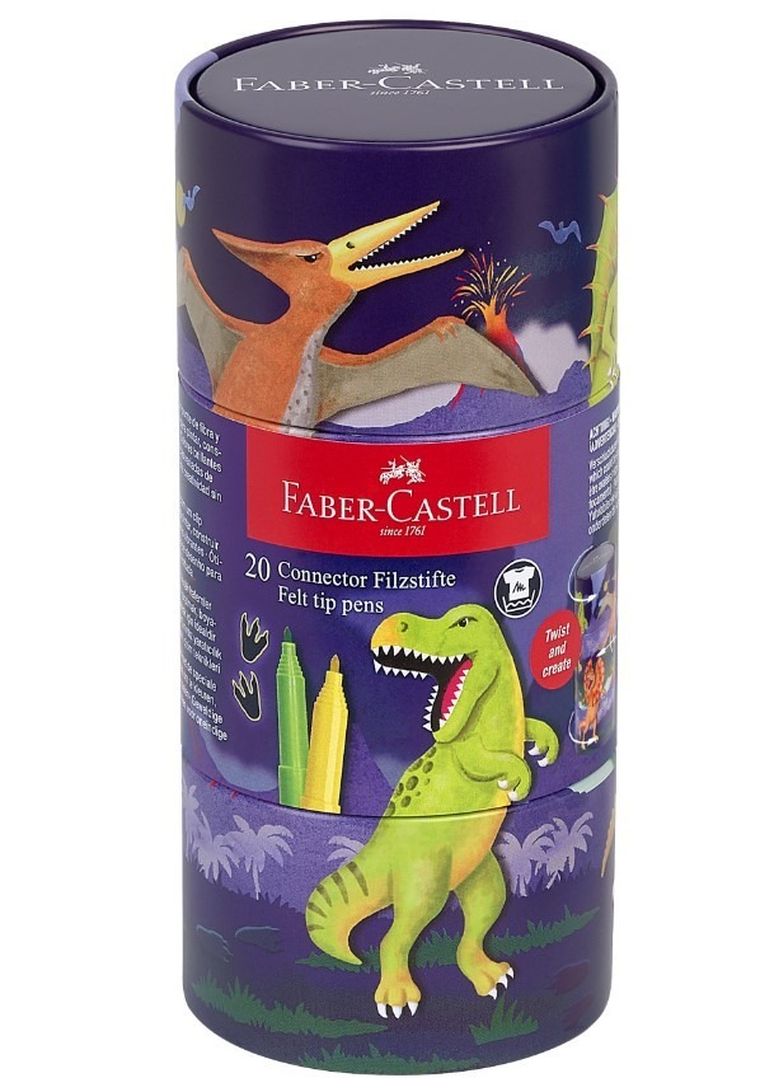 Faber Castell, Connector, flamastry, dinozaury, 20 kolorów