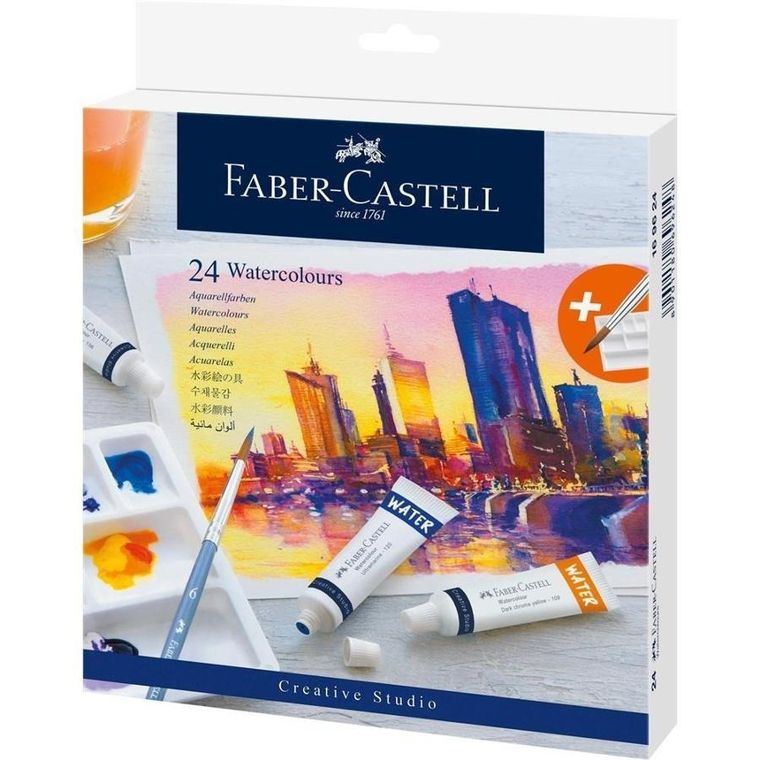 Faber-Castell, farby akwarelowe, w tubkach, 24 kolory
