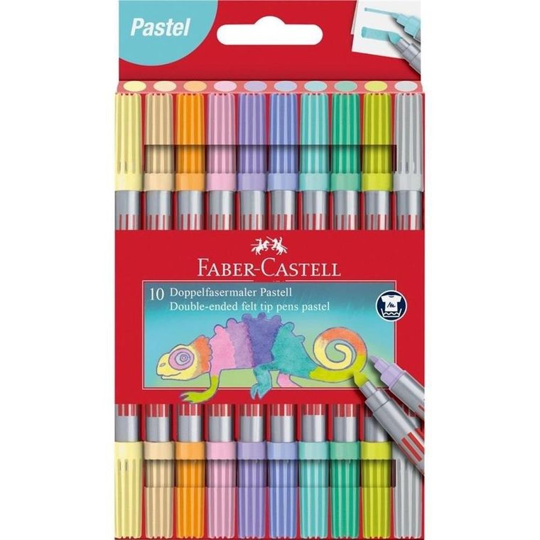Faber-Castell, flamastry dwustronne, pastel, 10 kolorów
