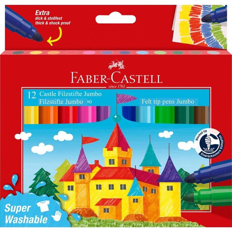 Faber-Castell, flamastry Jumbo, 12 kolorów