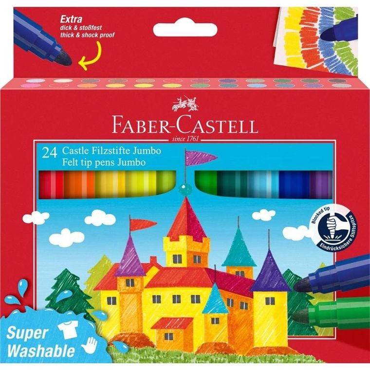 Faber-Castell, flamastry, Jumbo, zamek, 24 kolory
