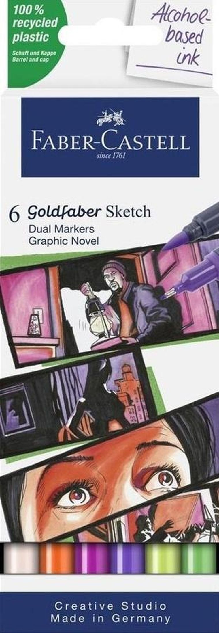 Faber-Castell, Goldfaber Sketch, pisak dwustronny, Graphic, 6 kolorów