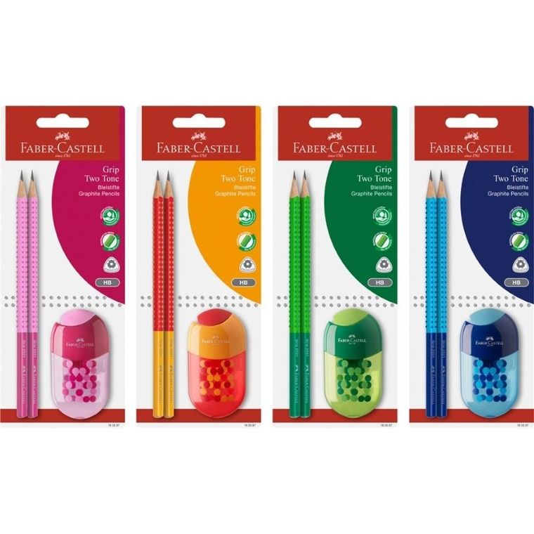 Faber-Castell, Grip 2001 Two Tone, ołówek grafitowy, 2 szt.