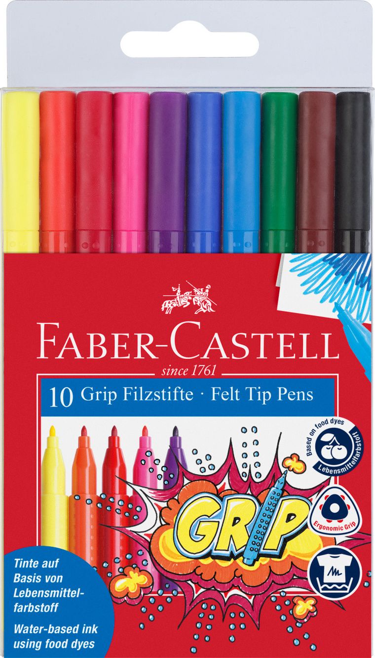 Faber-Castell, Grip, flamastry, 10 kolorów w etui