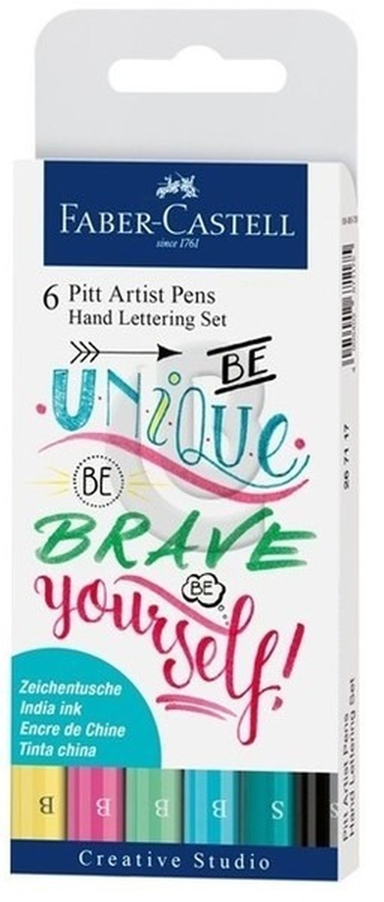 Faber-Castell, Hand Lettering, pisaki artystyczne pędzelkowe PITT, 6 szt. odcienie pastelowe