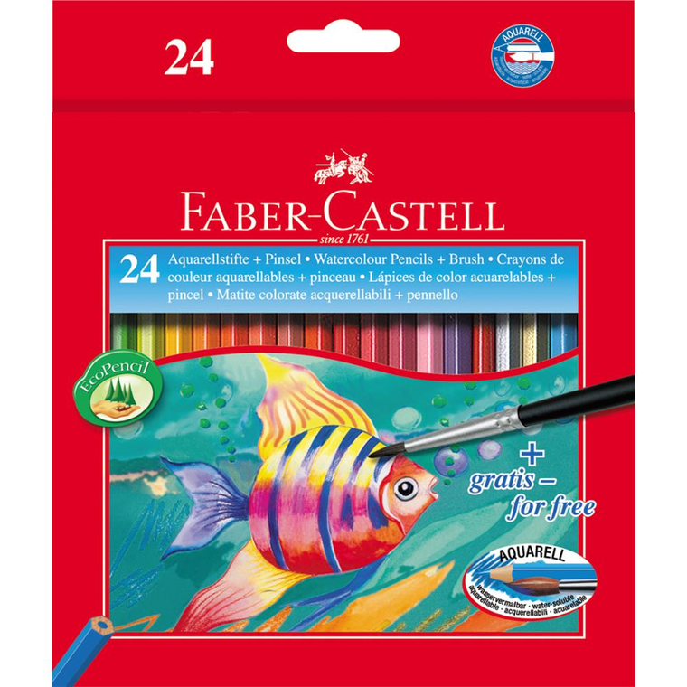 Faber-Castell, kredki akwarelowe z pędzelkiem, rybka, 24 kolory