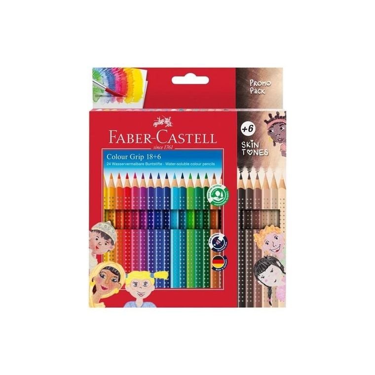 Faber-Castell, kredki, Grip, 18 kolorów + 6 kolorów w odcieniach skóry