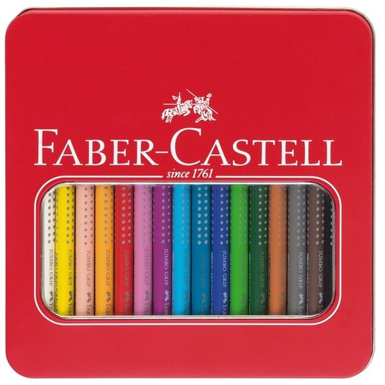 Faber-Castell, kredki jumbo, 16 kolorów, opakowanie metalowe