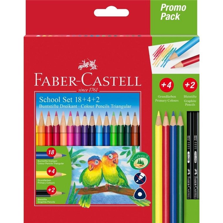 Faber-Castell, kredki ołówkowe, 22 kolory + 2 ołówki