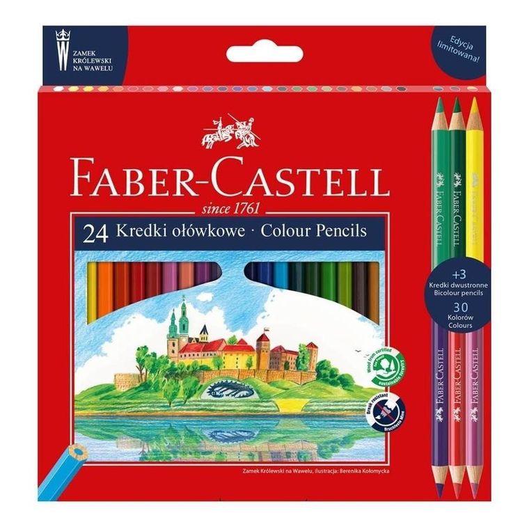 Faber Castell, kredki ołówkowe, Wawel, 24 + 3 kolory