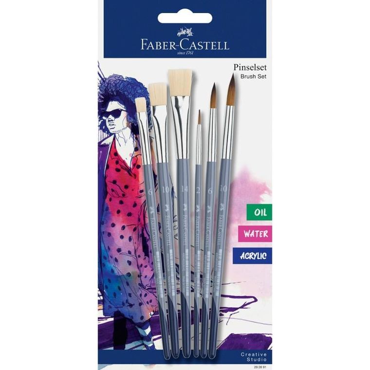 Faber Castell, pędzelki kreatywne, 6 szt.