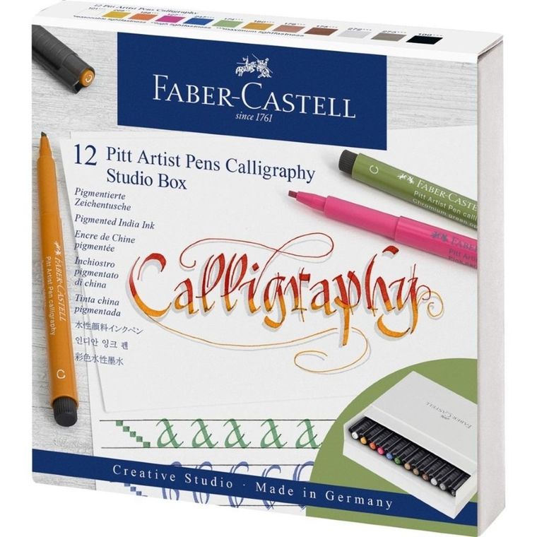 Faber-Castell, Pitt Artist Pen, zestaw pisaków do kaligrafii, 12 szt.