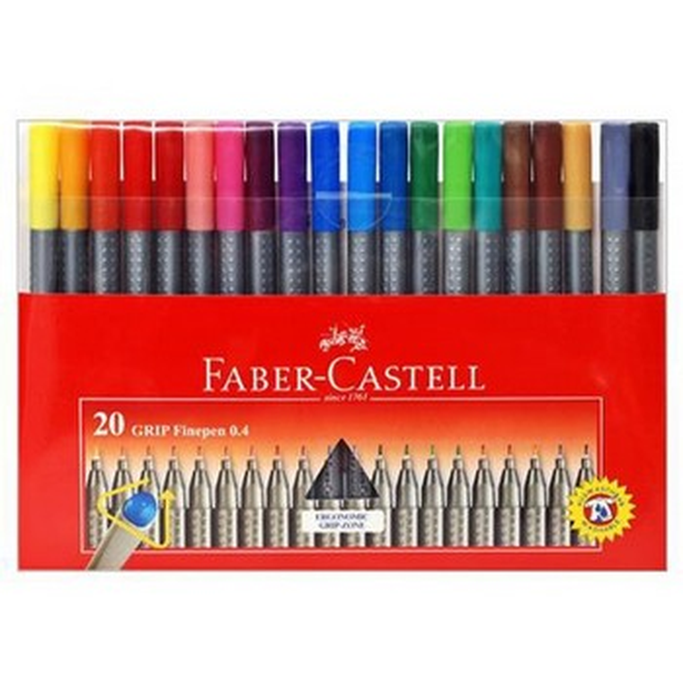 Faber-Castell, zestaw cienkopisów Grip w etui, 20 szt.