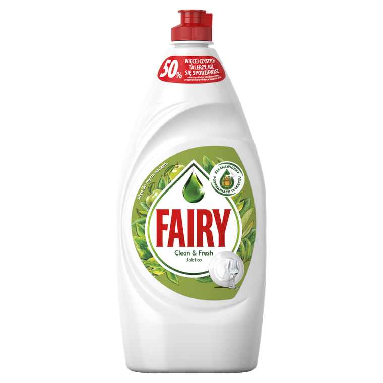 Fairy, Clean & Fresh Jabłkowy, płyn do mycia naczyń, 900 ml