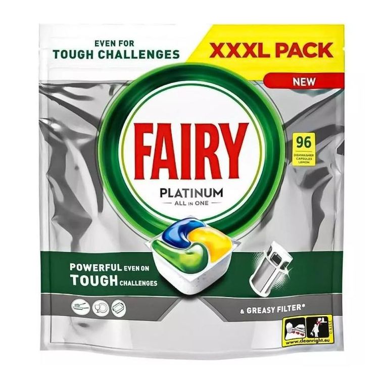 Fairy Platinum, All In One, kapsułki do zmywarki, lemon, 96 tabletek