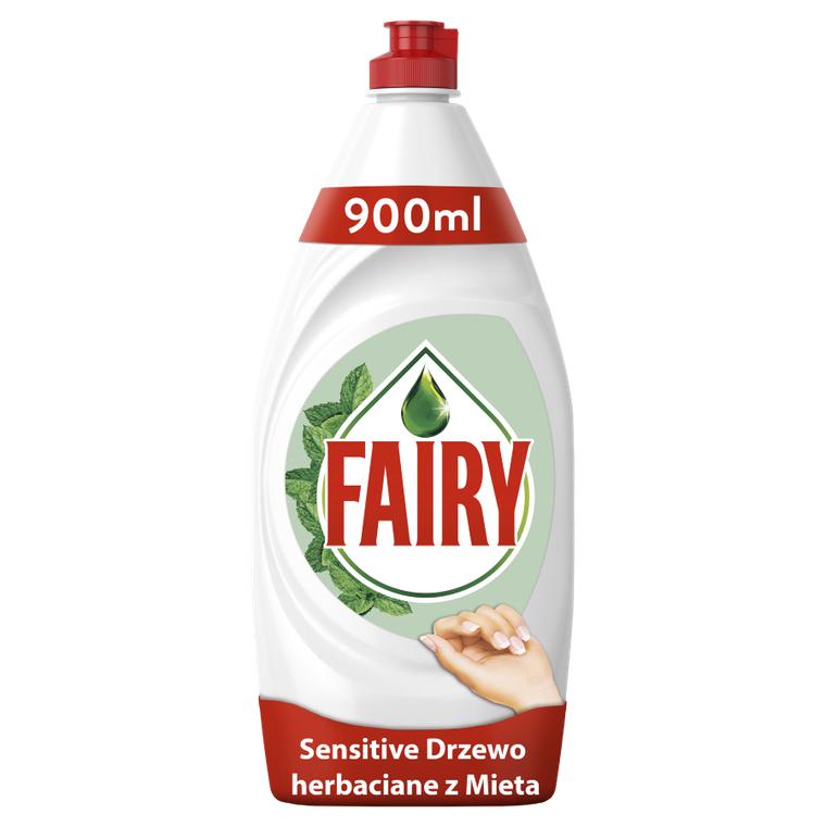 Fairy, Sensitive Drzewo herbaciane z miętą, płyn do mycia naczyń, 900 ml