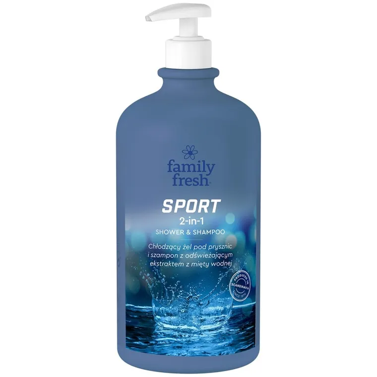 Family Fresh, Sport 2in1 Shower & Shampoo, chłodzący żel pod prysznic, 1000 ml