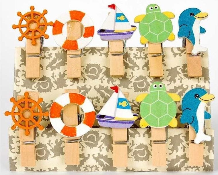 Fandy, klamerki ozdobne, delfin, żółw, morze