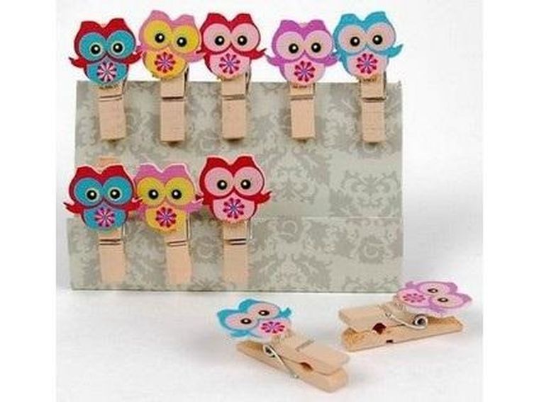 Fandy, klamerki ozdobne, Shapes, Sówki, 10 szt.