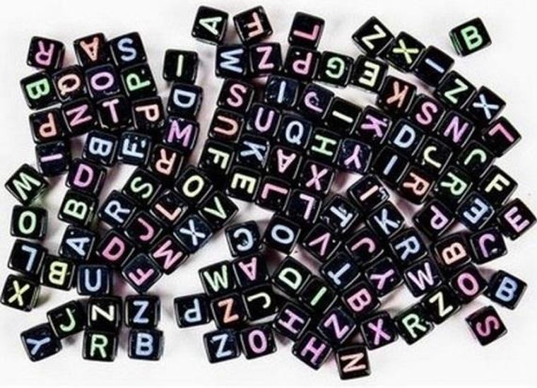 Fandy, koraliki, ABC, kostki, czarne