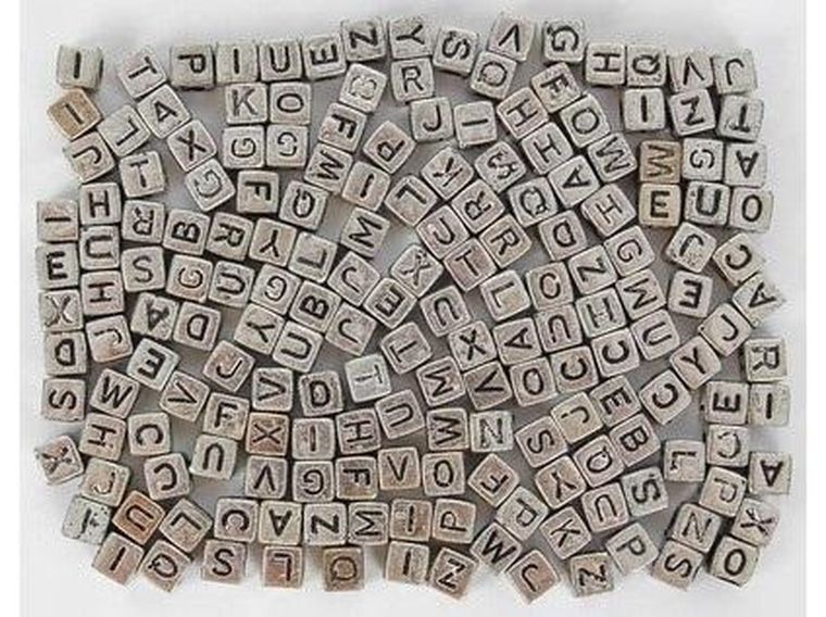 Fandy, koraliki, ABC, kostki, srebrne, 6 mm, 30g