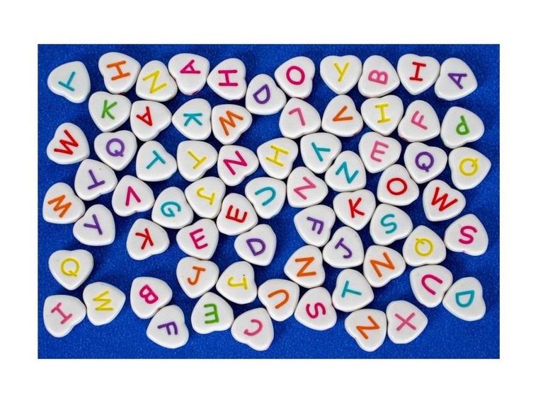 Fandy, koraliki, ABC, serca, 10 mm, 30g