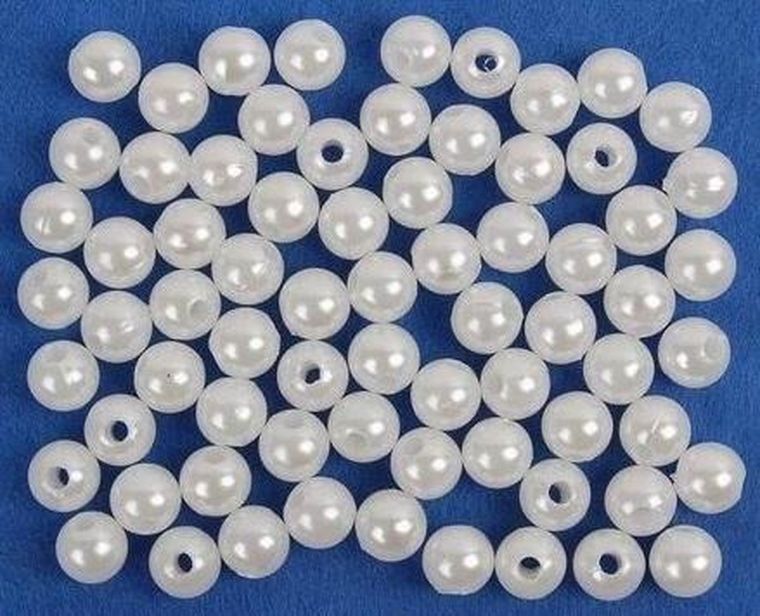 Fandy, koraliki perełki, białe, 5 mm, 40g