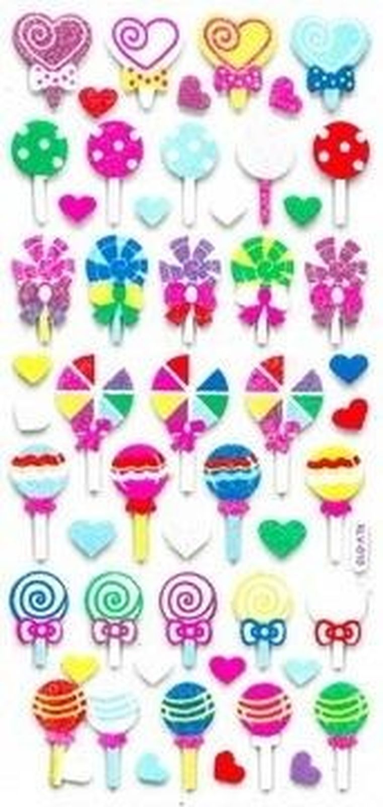 Fandy, naklejki piankowe, brokatowe, lizaki