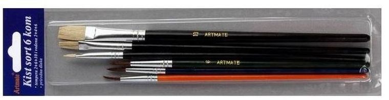 Fandy, pędzel okrągły, 3 szt. + płaski, 3 szt.