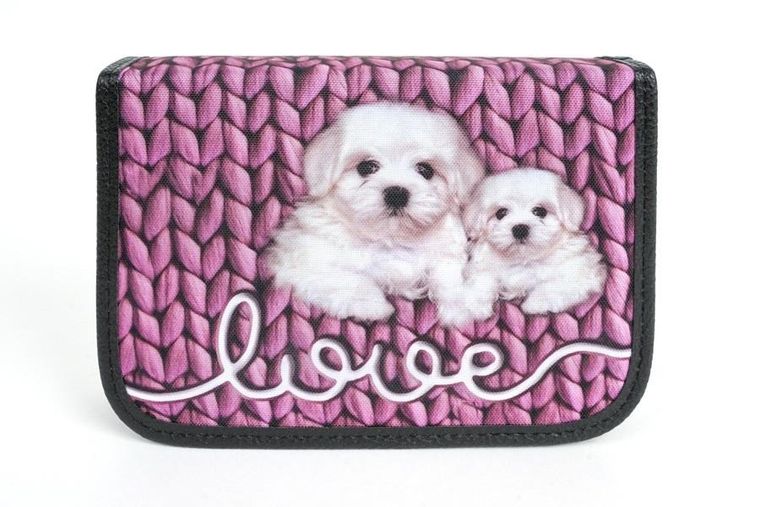 Fandy, piórnik z 2 klapkami, Love, różowy