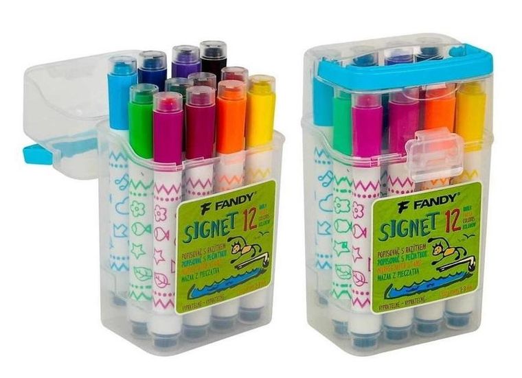 Fandy, Signet, marker z pieczątką, 12 kolorów