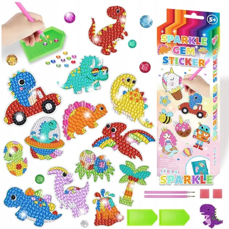 Fandy, Sparkle, diamentowa mozaika naklejki, dino