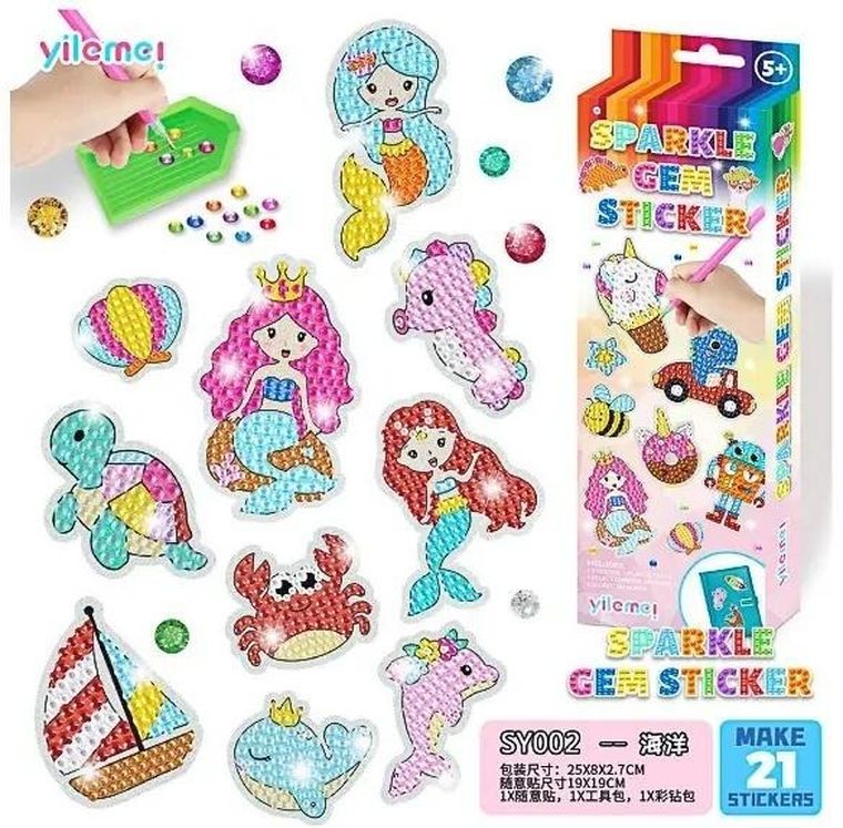 Fandy, Sparkle, diamentowa mozaika naklejki, syrenki