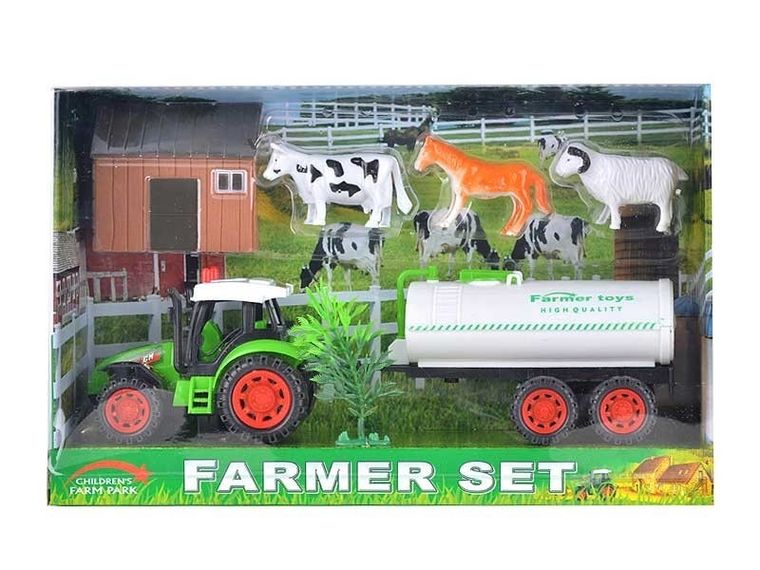 Farmer Set, Traktor z 3 zwierzętami i domkiem